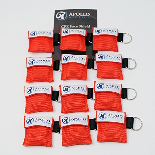 12 pack - Key Ring CPR Mask - Emergency Face Shield with One-way Valve