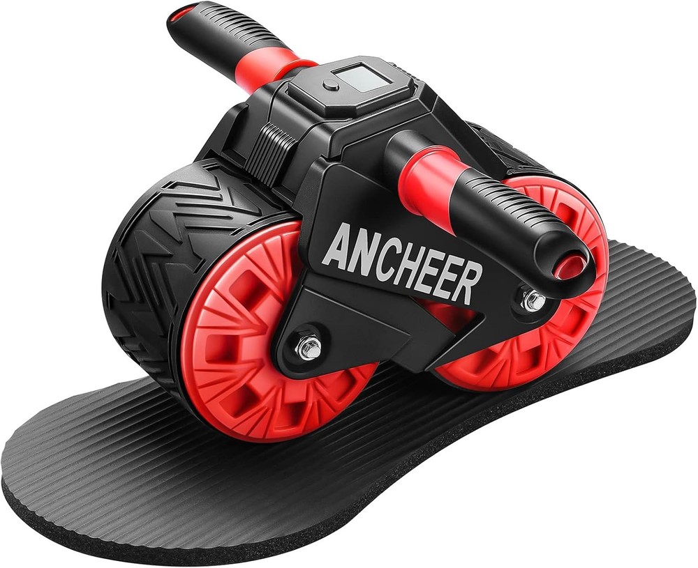 ANCHEER Portable Ab Roller with Knee Pad and LED Display