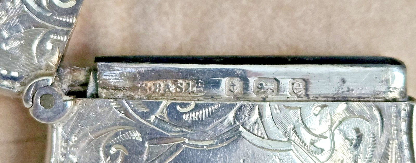 ART NOUVEAU STERLING MATCH SAFE BY SOLOMON BLANCKENSEE &SON LTD. BIRM, ENGLAND