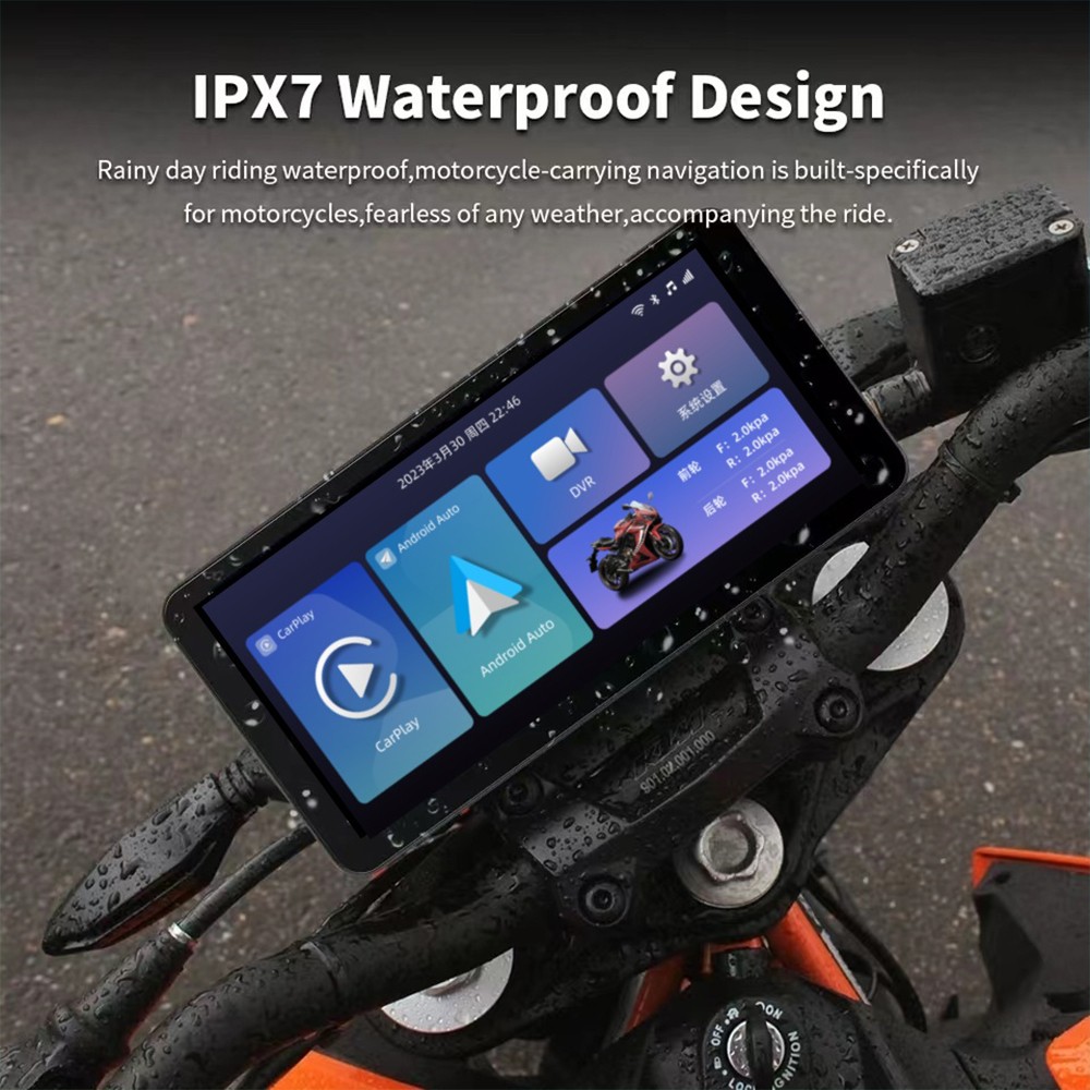 6.3'' Motorcycle GPS Navigation Carplay/Android Auto Waterproof Touch Screen