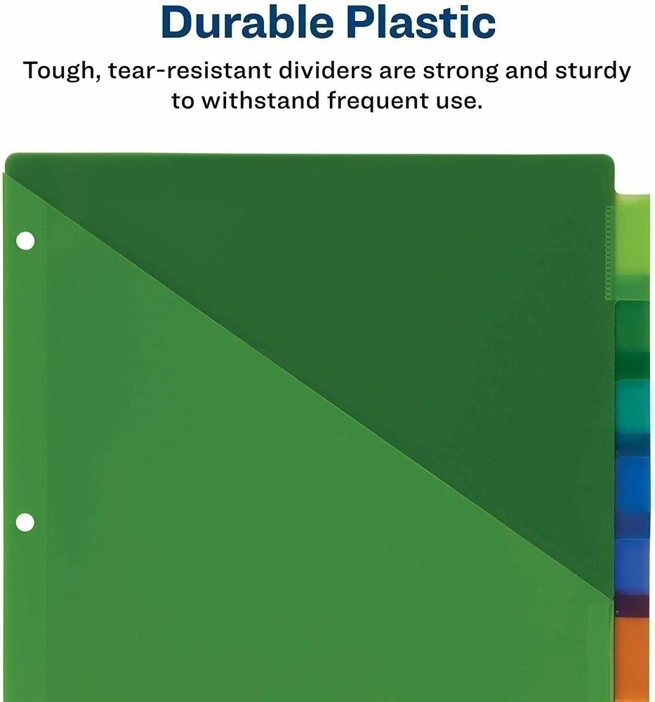 Avery 8-Tab Plastic Binder Dividers with Pockets, Insertable Multicolor 3 sets