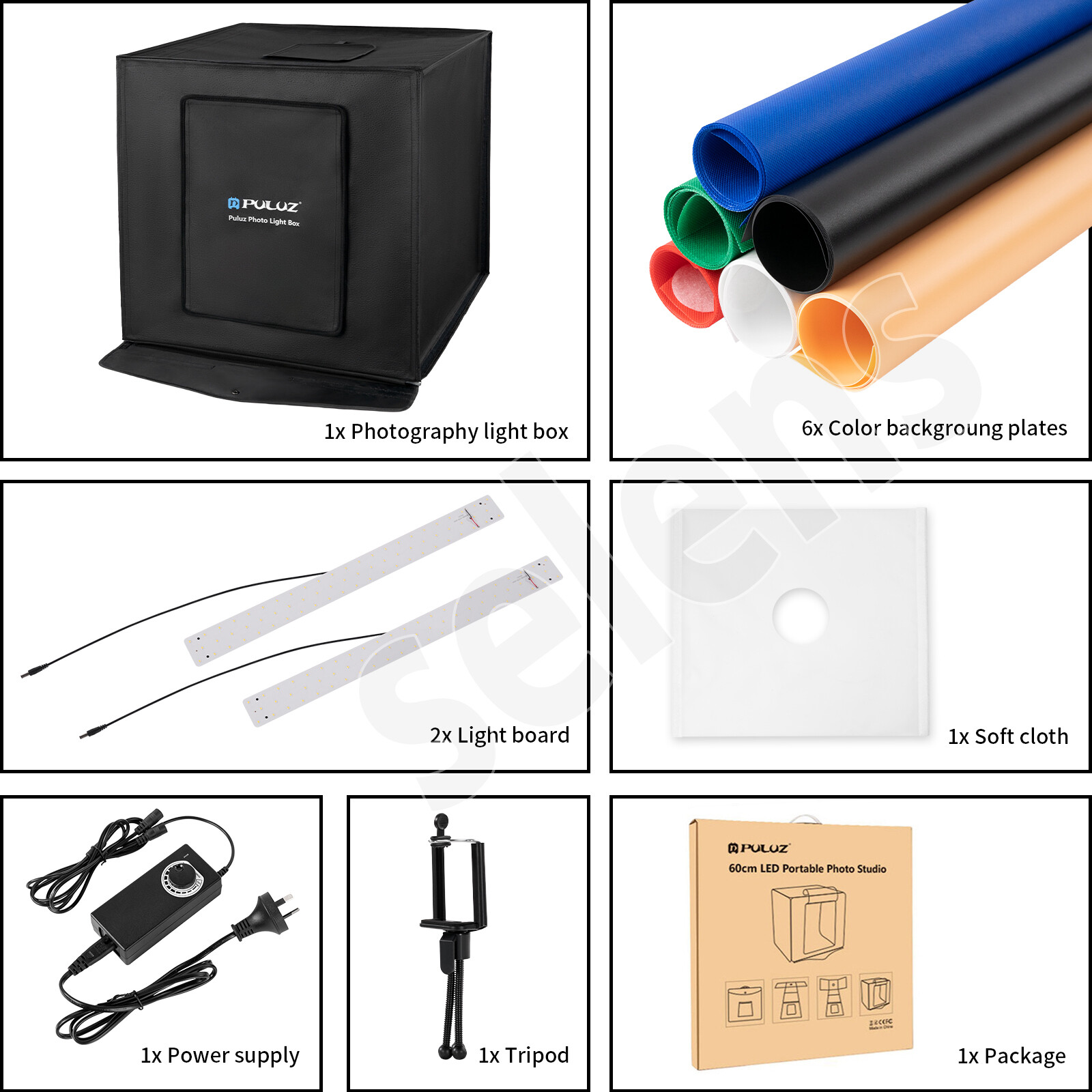 PULUZ 24" Large LED Light Box Photo Tent Dimmable Photography Studio Shooting