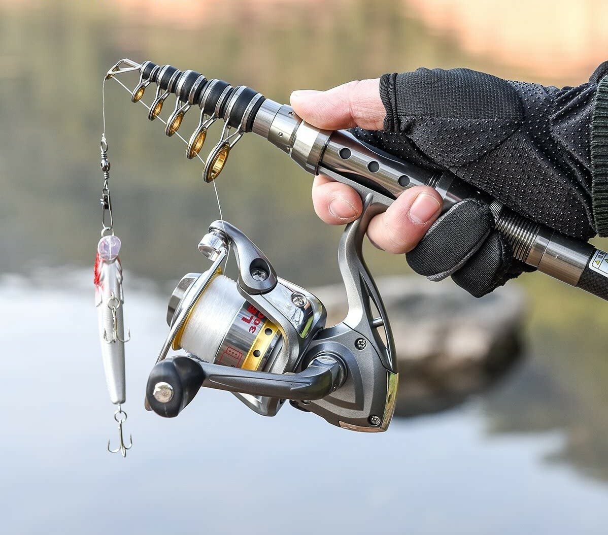 Carbon Fiber Telescopic Fishing Rod Pole Reel Combo Sea Saltwater Freshwater