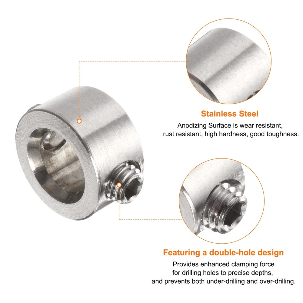 4pcs 9mm Drill Stop Collar Depth Stop with Hex Wrench Anodizing Surface Silver