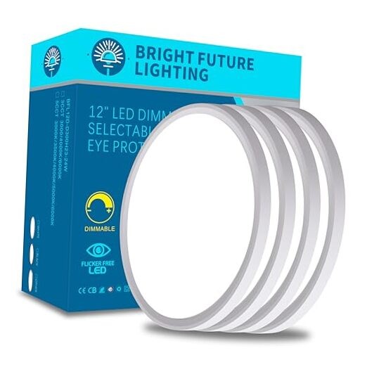 4Pack 12 Inch Dimmable LED Flush Mount Ceiling Dimmable-12Inch-4Pack White
