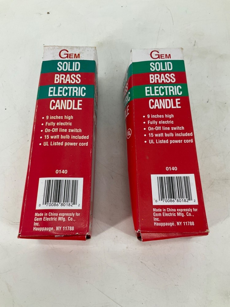 Gem Solid Brass Electric 9" Candle #0140 *2 Pack*