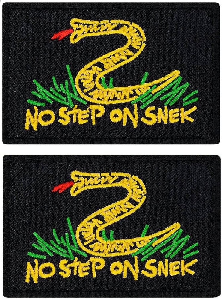 No Step on Snek Embroidered Morale Patch  | 2PC  HOOK BACKING 3"x2"  BLK