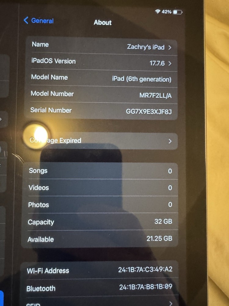 iPad (6th) Gen 32 Gig. Working Used. Space Gray. Solid Kids Tablet.