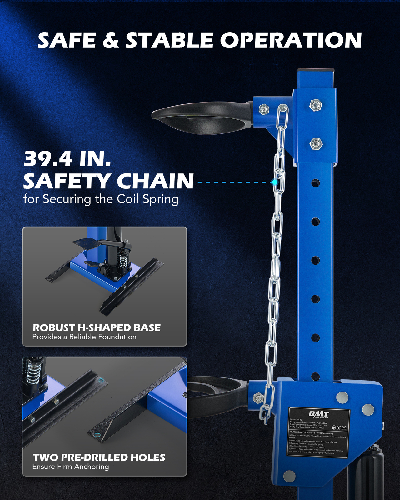 OMT Hydraulic Strut Spring Compressor 4.5 Ton 9920 LBS Auto Coil Compressor