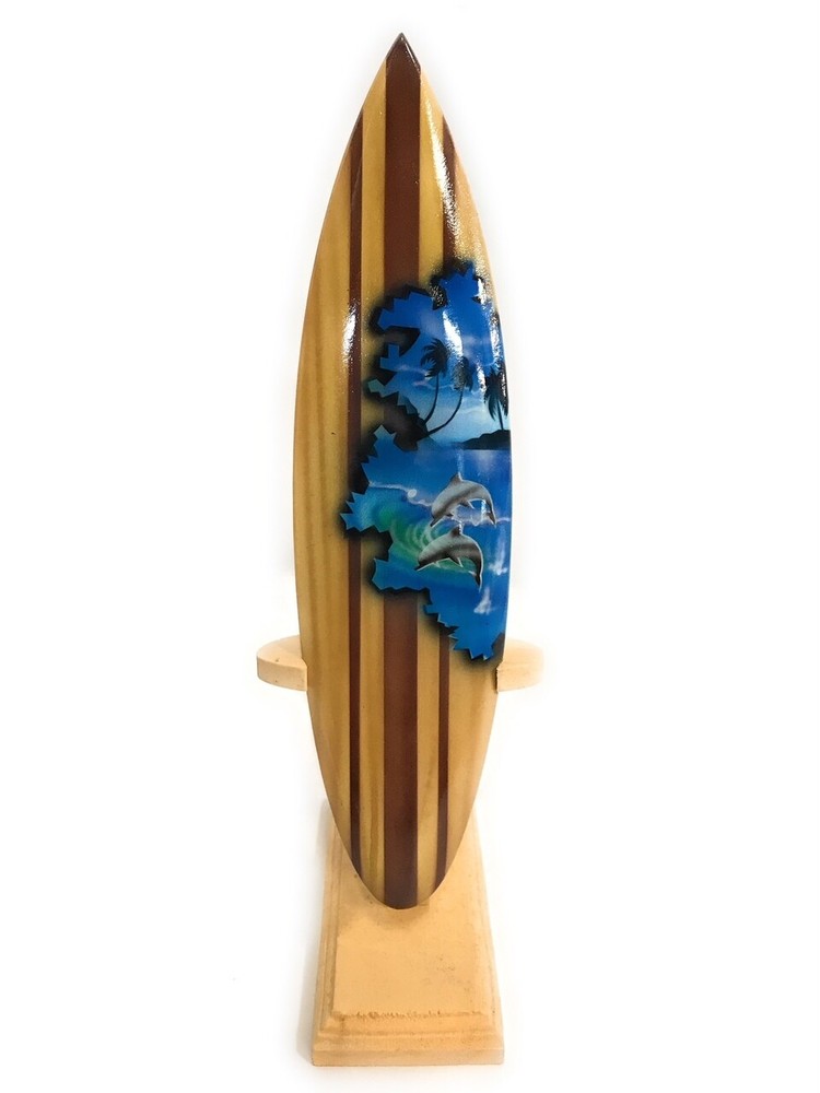 Surfboard w/ Stand Dolphins Design 8" - Trophy | #lea02b20
