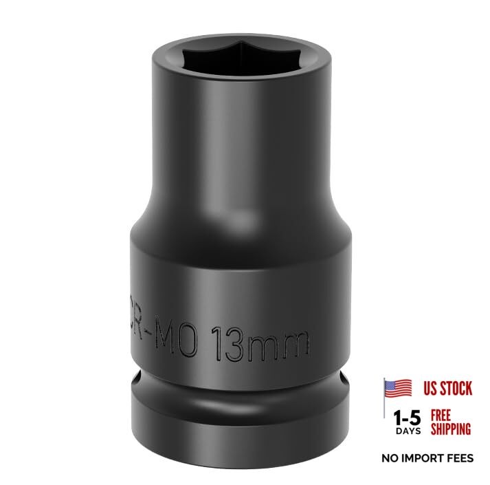 Impact Socket Shallow Socket 1/2 drive Lug Nut Flip Socket Chrome-Moly 13mm