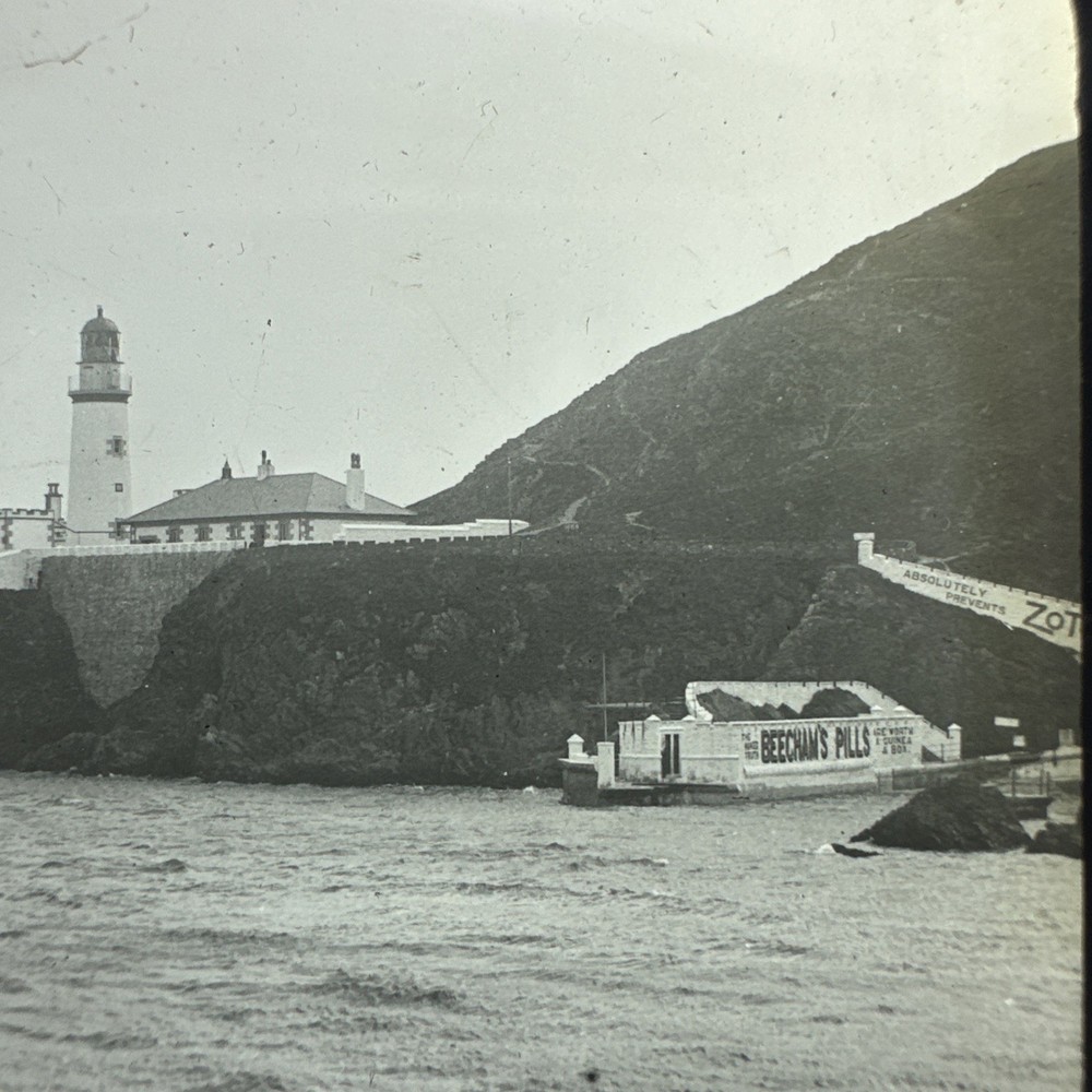 Antique Magic Lantern Slide unknown uk lighthouse