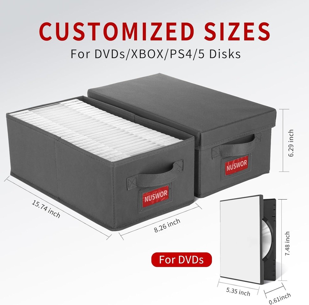 DVD Storage Box - Perfect DVD Case Storage Solution Stackable DVD Organizer w...