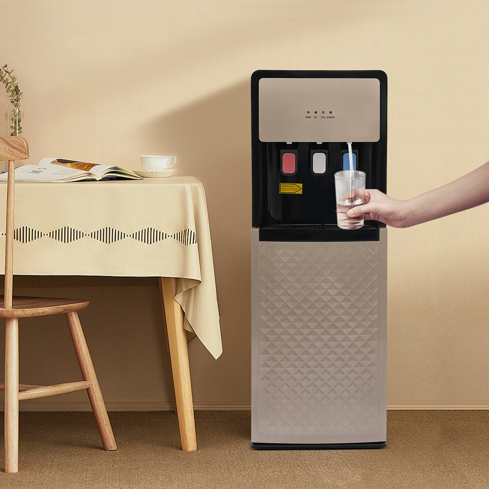 Bottom Loading Water Cooler Dispenser, 500W Hot & Cold Water Floor Standing