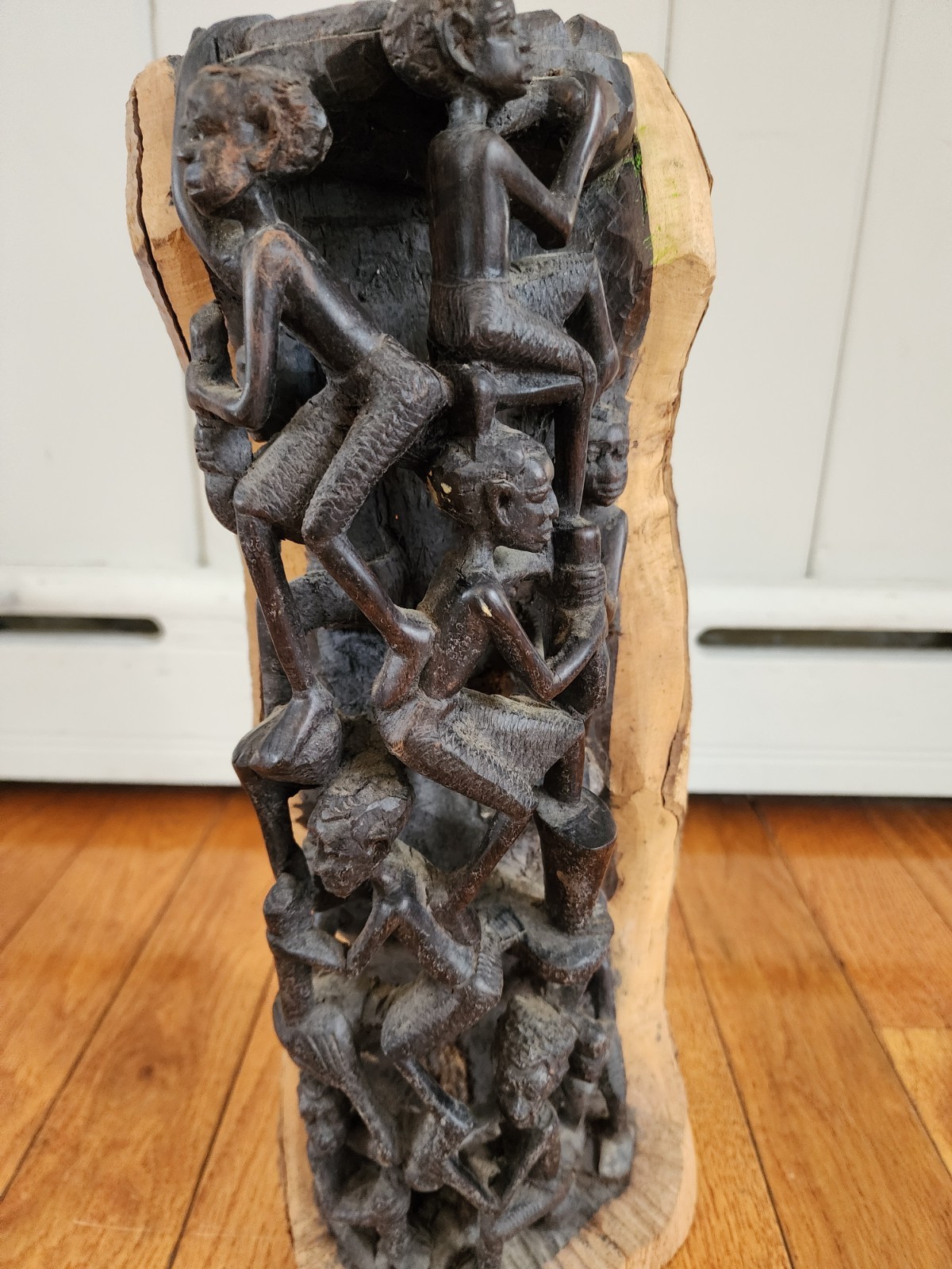 Antique African Makonde Tree of Life Ebony Wood Carving Sculpture Statue