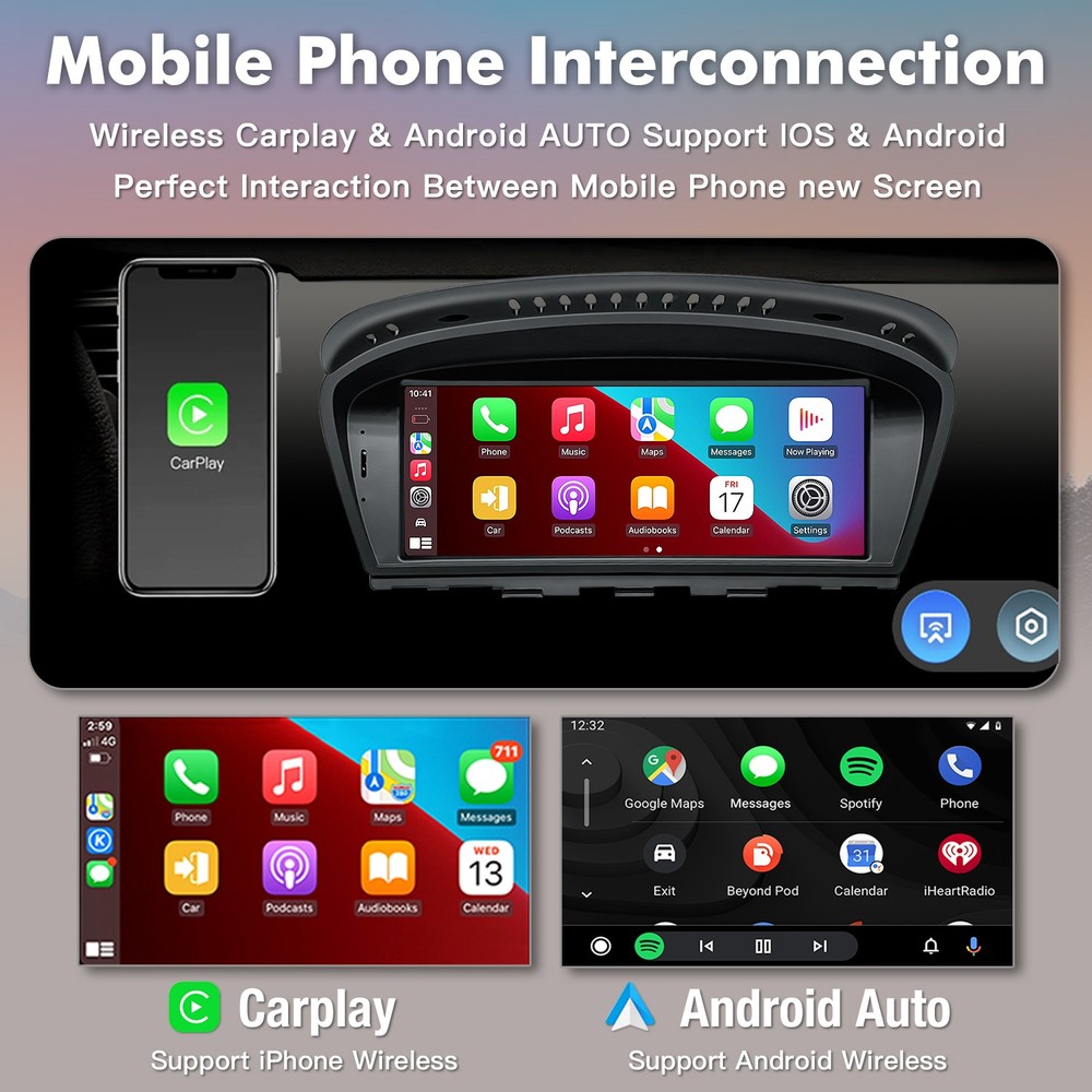 8.8" CarPlay Linux WIFI Touch Screen Android Radio For BMW E60 E61 E90 E91 CCC