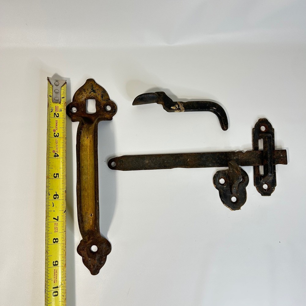 Antique Cast Iron Thumb Latch Door Handle Set Rustic Primitive Gate Hardware