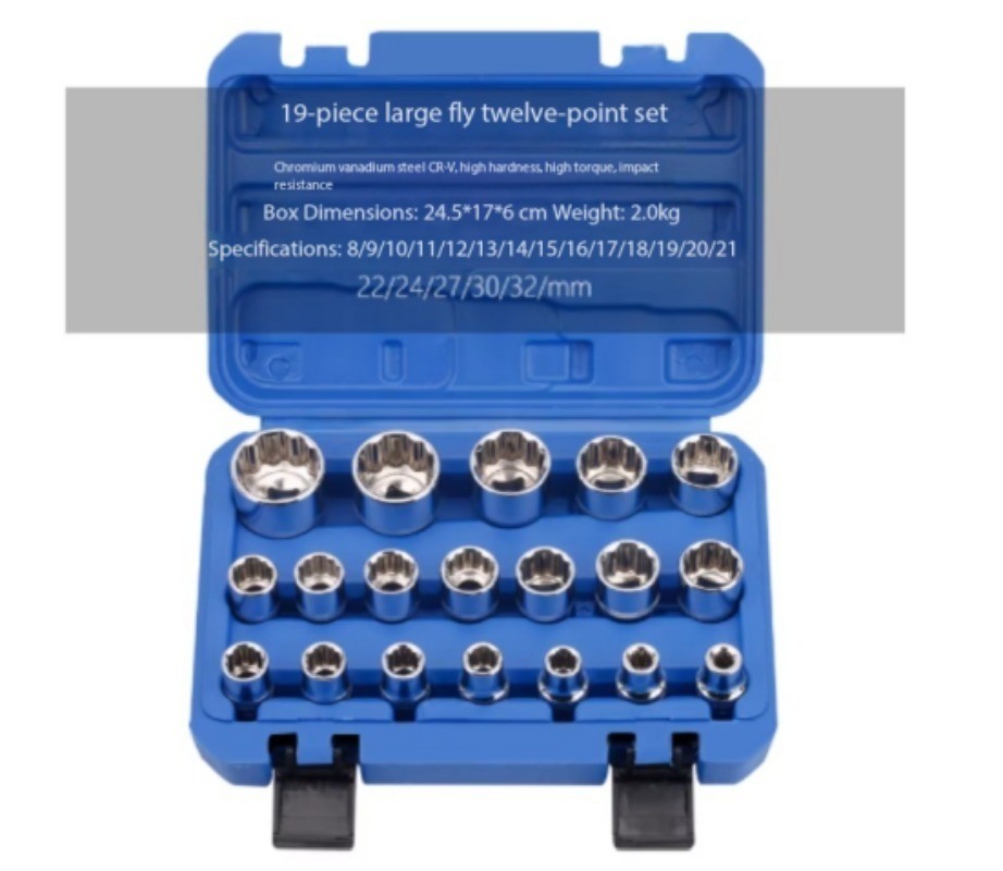 12-Point Hex Socket Head 1/2-inch Hex Short Socket 8-32mm Socket Auto RepairTool