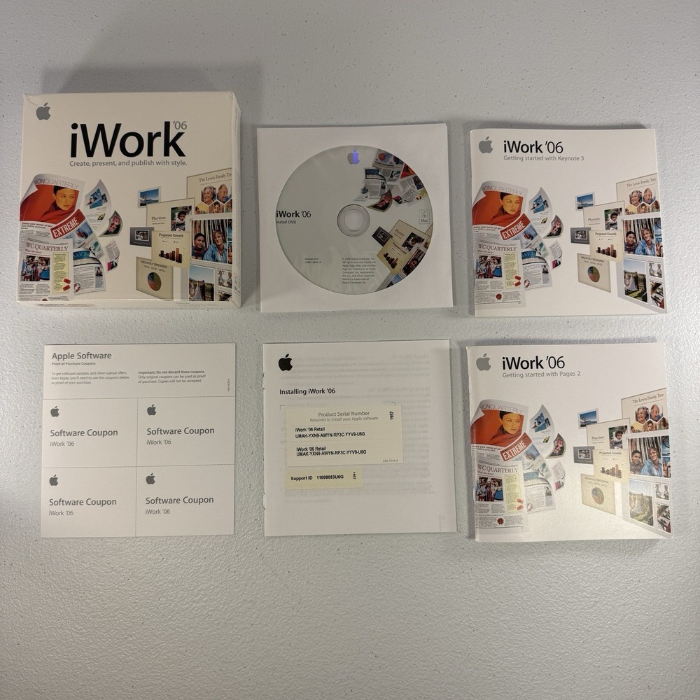 Apple iWork '06 Mac MA222Z/A With Manual & Key Code