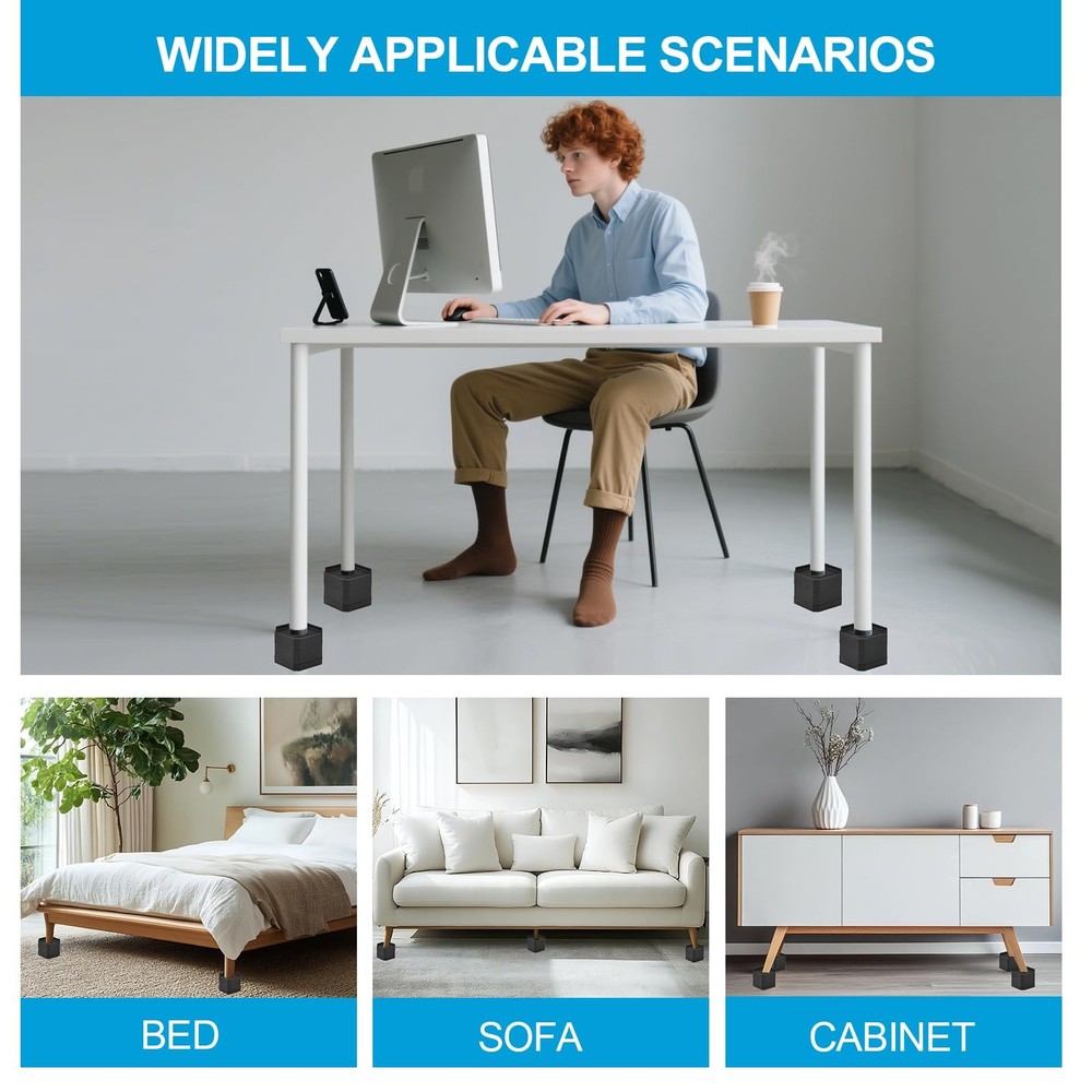 Heavy Duty Furniture Risers, Stackable Bed Risers, Adjustable Bed Raising Blo...