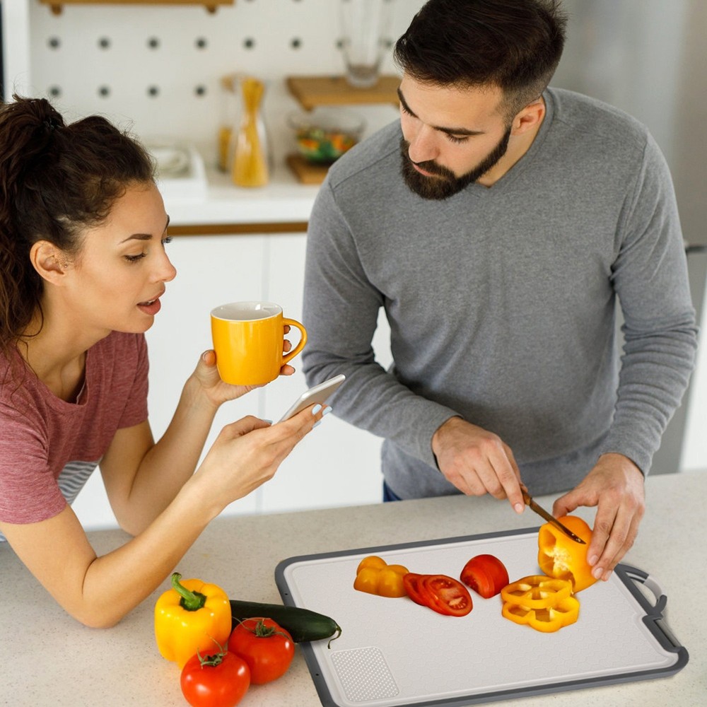 2Pcs Kitchen Cutting Board PP Chopping Board Cutting Board Mesh--Double Sided