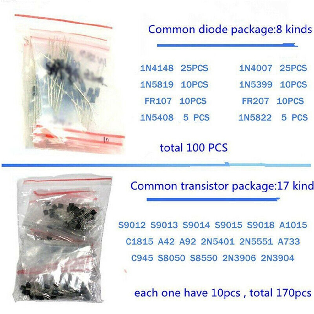 1390PCS Electronic Components Kit LED Diodes Resistors Electrolytic Capacitors