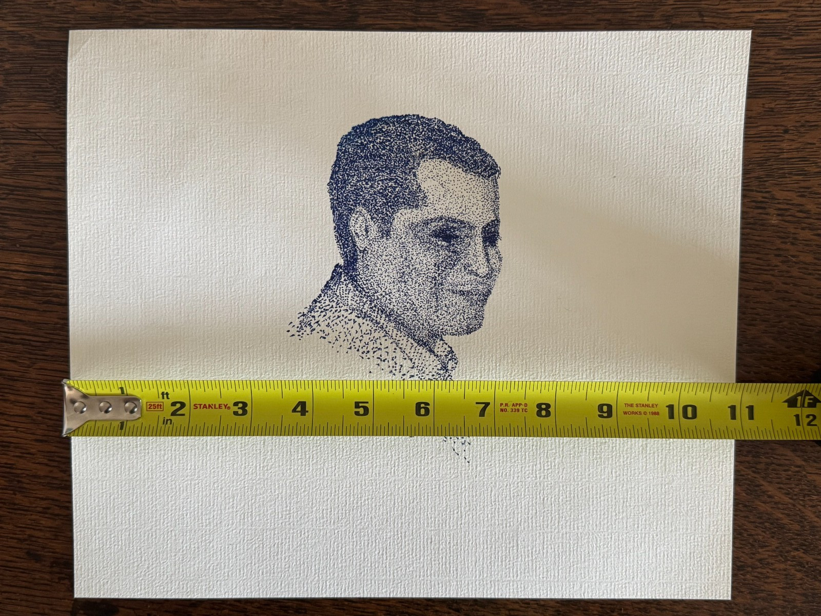 Original Pointillism Young African-American Man Pen Portrait Drawing 9.25"x11"