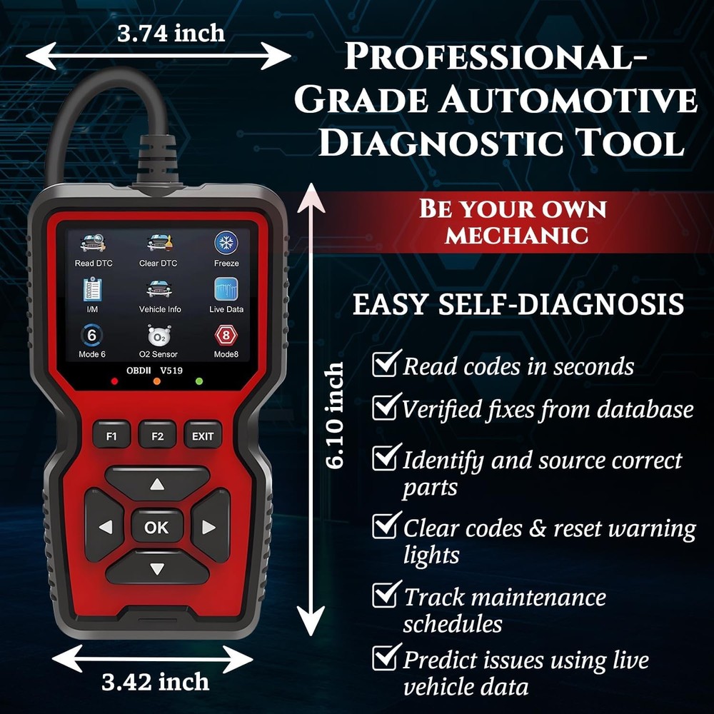 Professional OBD2 V519 Scanner - 2026 Upgraded OBDII + CAN Code Reader, Live Dat