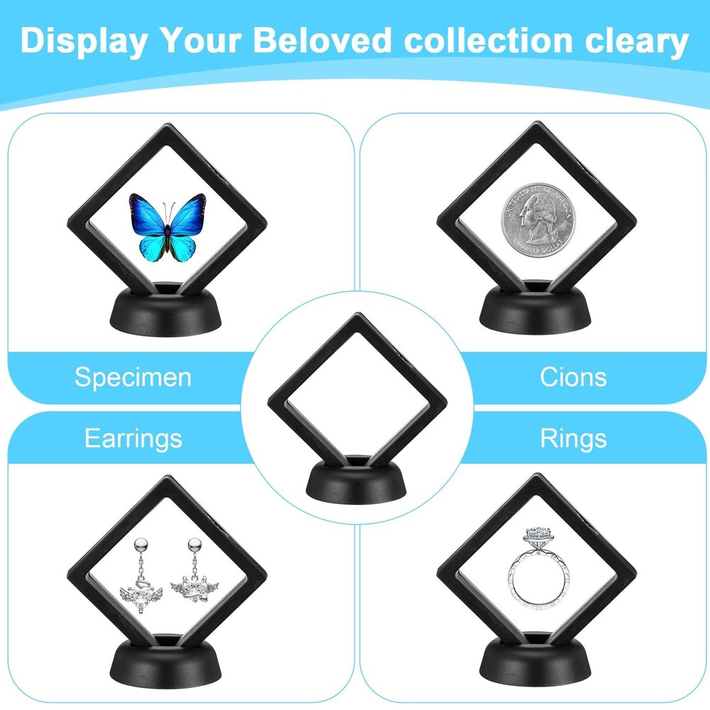 30Pcs Floating Display Case, 3D Floating Frame Display Case with Stand - Clea...