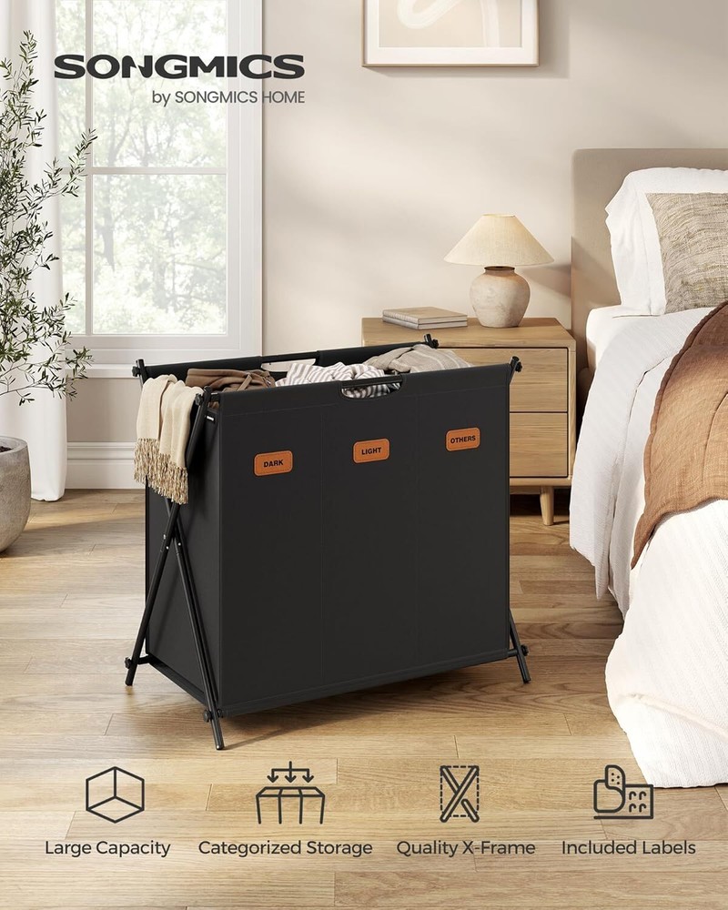Foldable X-Frame Clothing Organizer with Customizable Labels