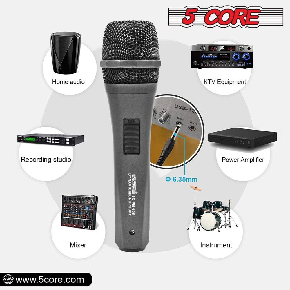 5Core XLR Microphone Dynamic Mic Karaoke Singing Studio Mics Handheld Microfono