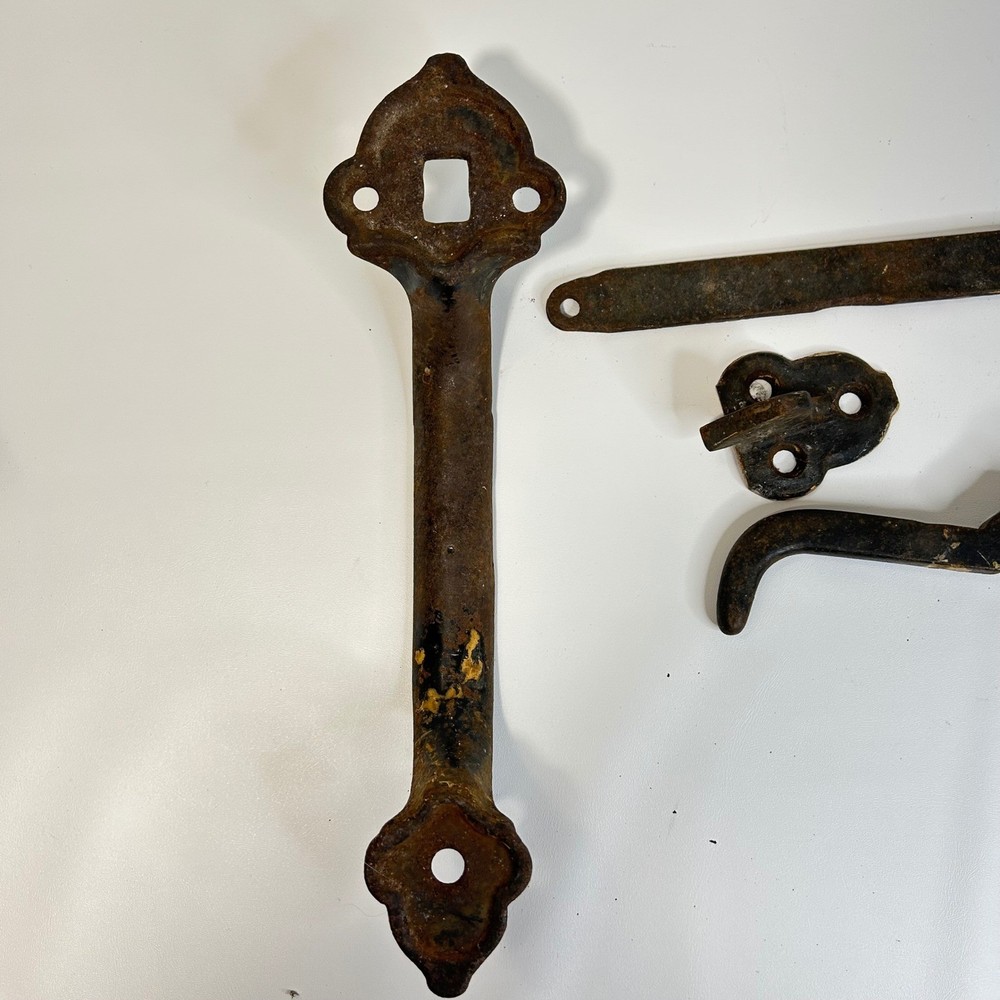 Antique Cast Iron Thumb Latch Door Handle Set Rustic Primitive Gate Hardware