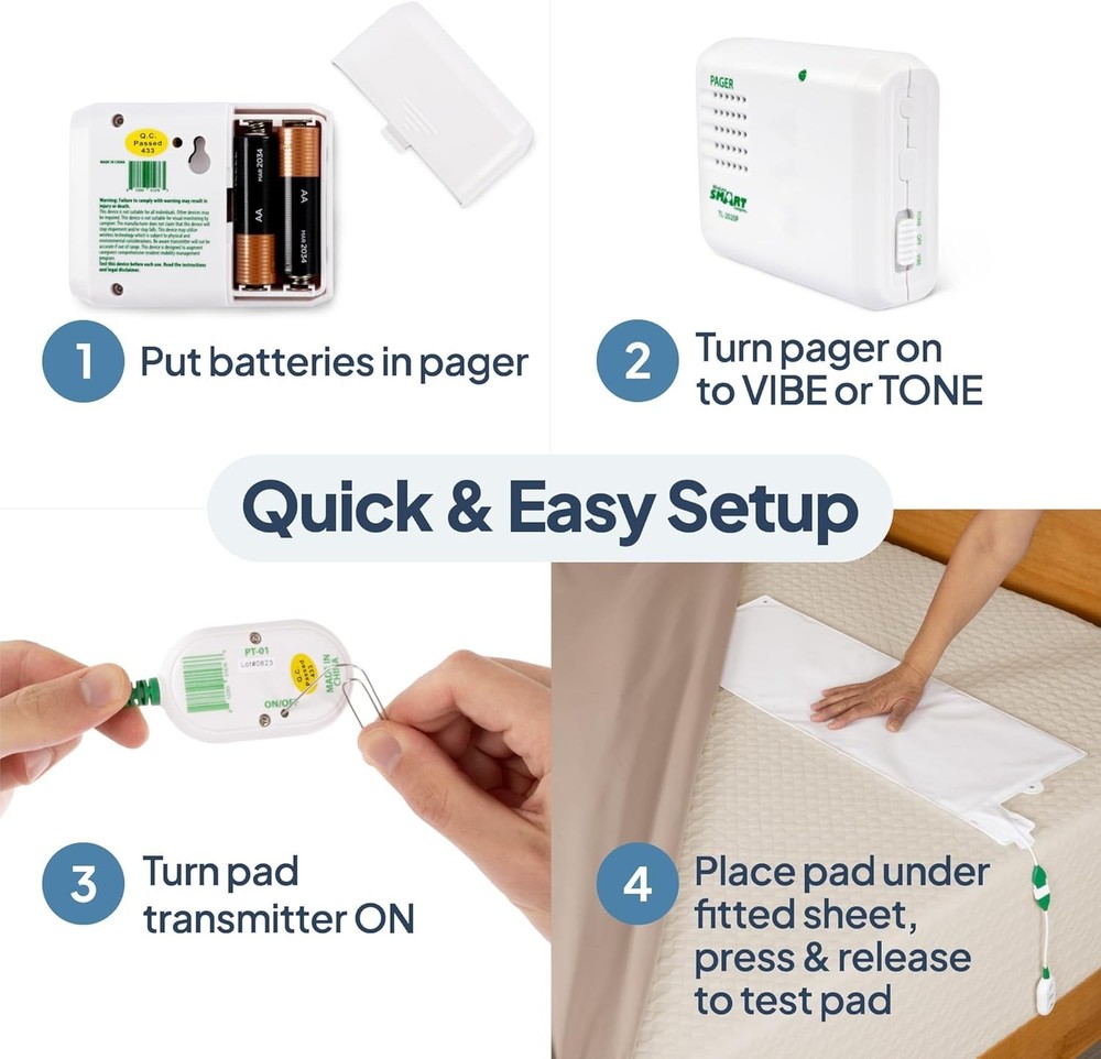 Fall Prevention Bed Exit Alarm - Wireless Pager & Sensor Technology Included