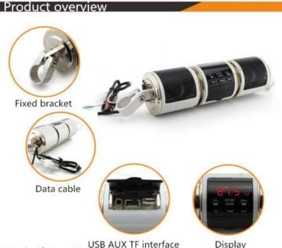 Dynamic Bluetooth Motorcycle Speaker System with LCD Display - Dual 7W Output