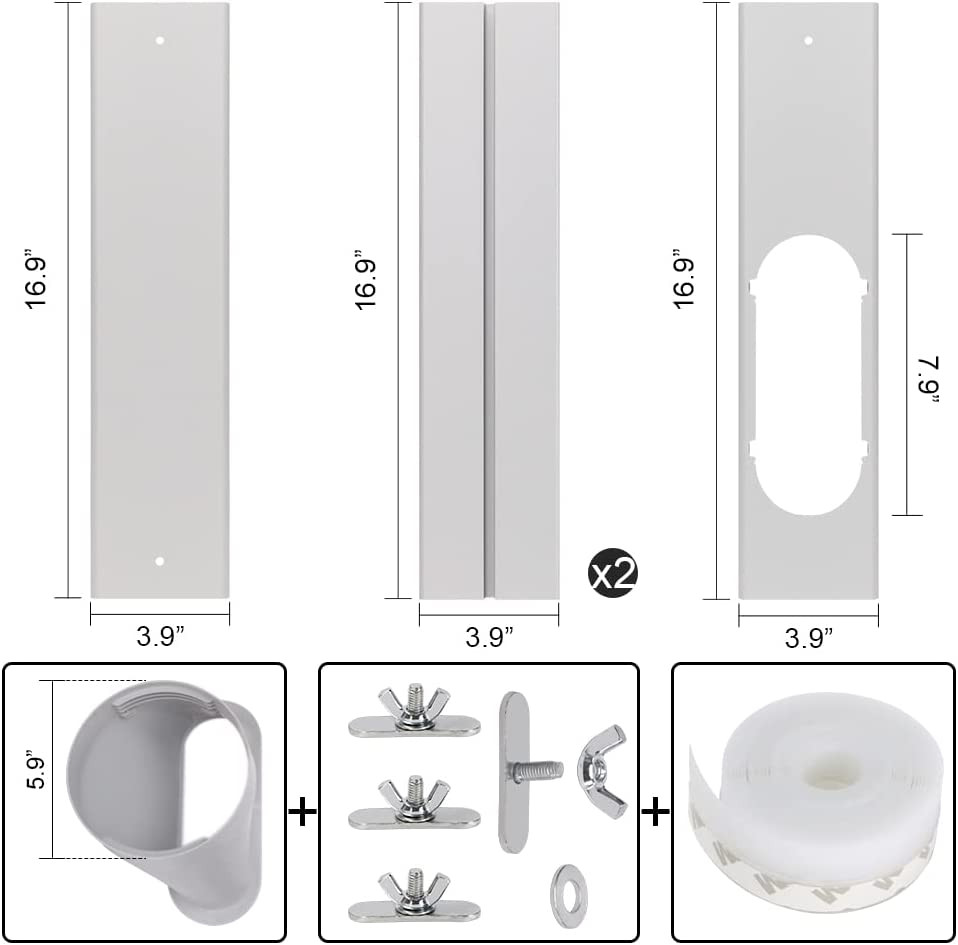 Portable Air Conditioner Window Kit, Adjustable Vertical/Horizontal Sliding Wind