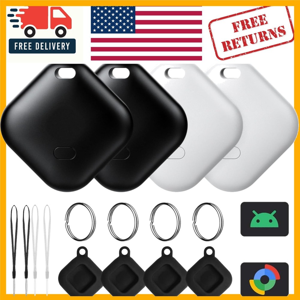 4-Pack Android Bluetooth Tracker Set with Cases |  Waterproof Item Finder
