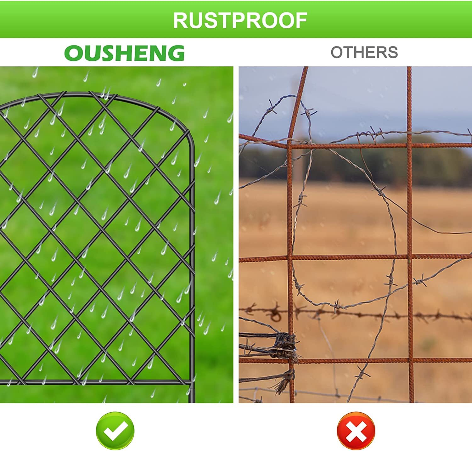 10 Pack Garden Fence Underground Animal Barrier Border Yard Fence Panel Decor