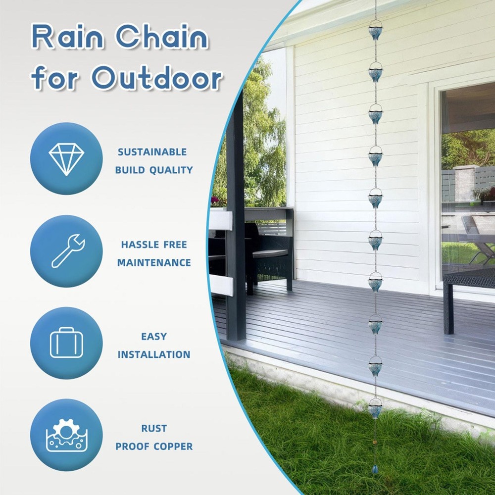 Rain Chain 113" Length Home Decor