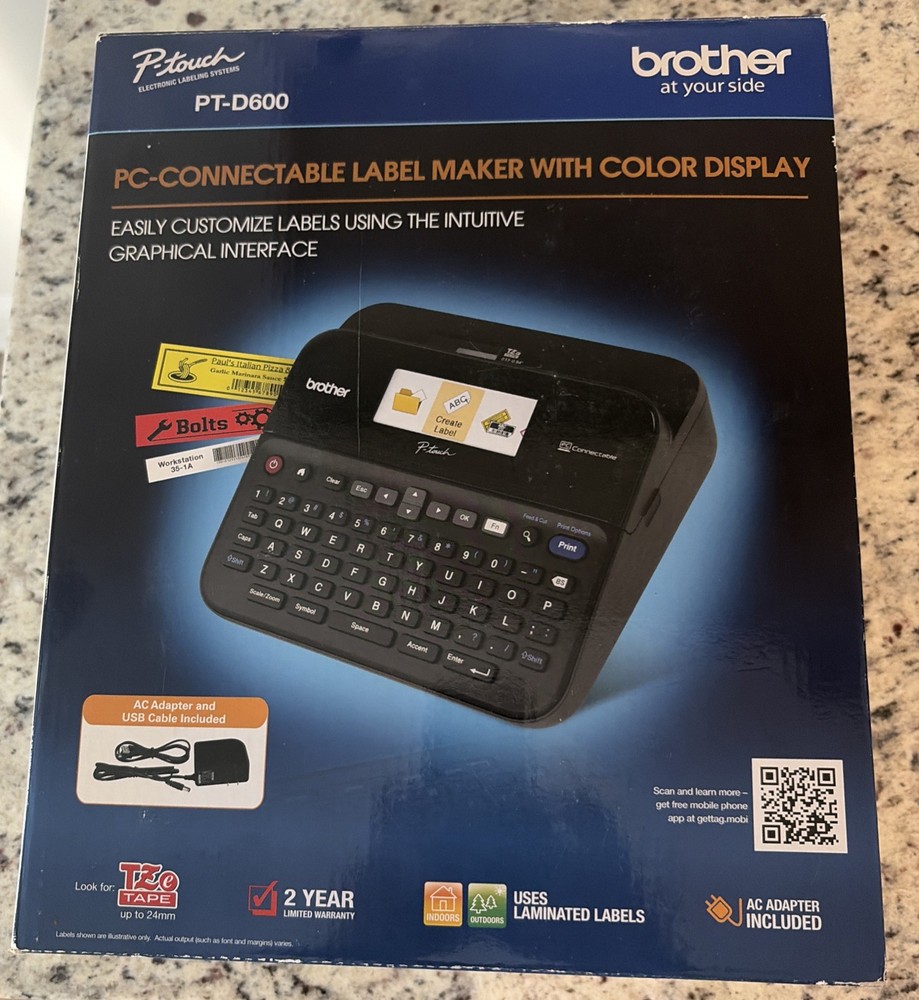 Brother P-Touch PT-D600 PC-Connectable Label Maker with Color Display