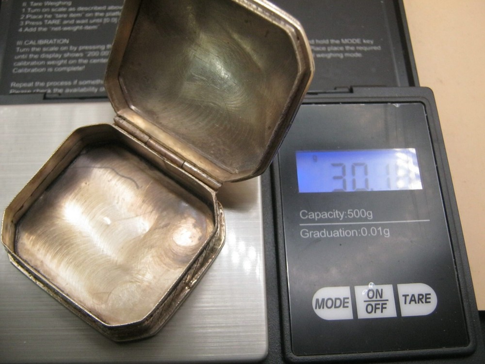 Vintage Solid Silver Cushion Shaped peppermint Box With Engraved Border