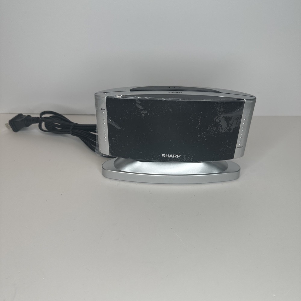 Sharp Model SPC033 Silver Alarm Clock Large  Red Number Display Swivel EUC