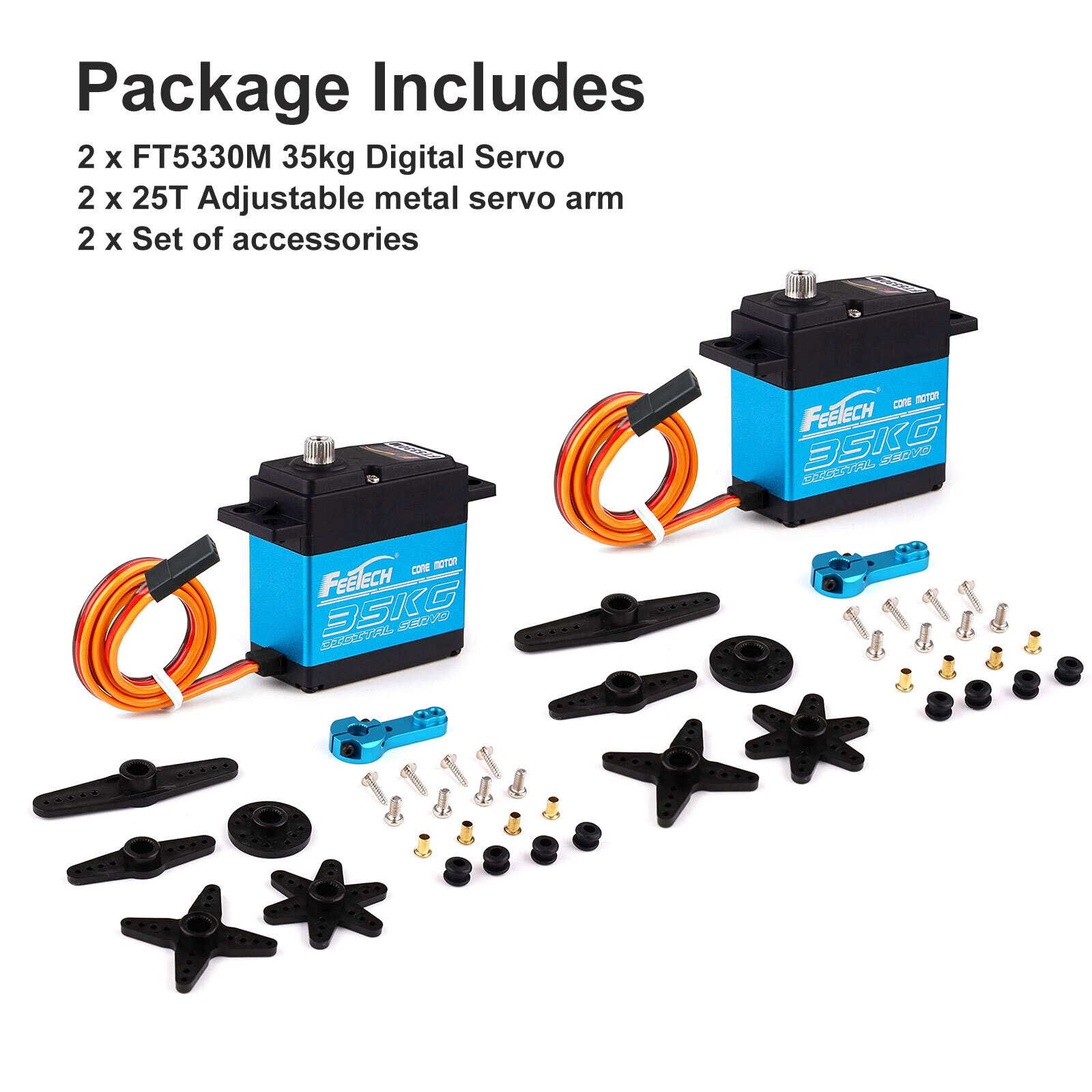 2PACK 35KG 180° Metal Gear Digital Servo HIGH TORQUE & SPEED RC Car Boot Servo