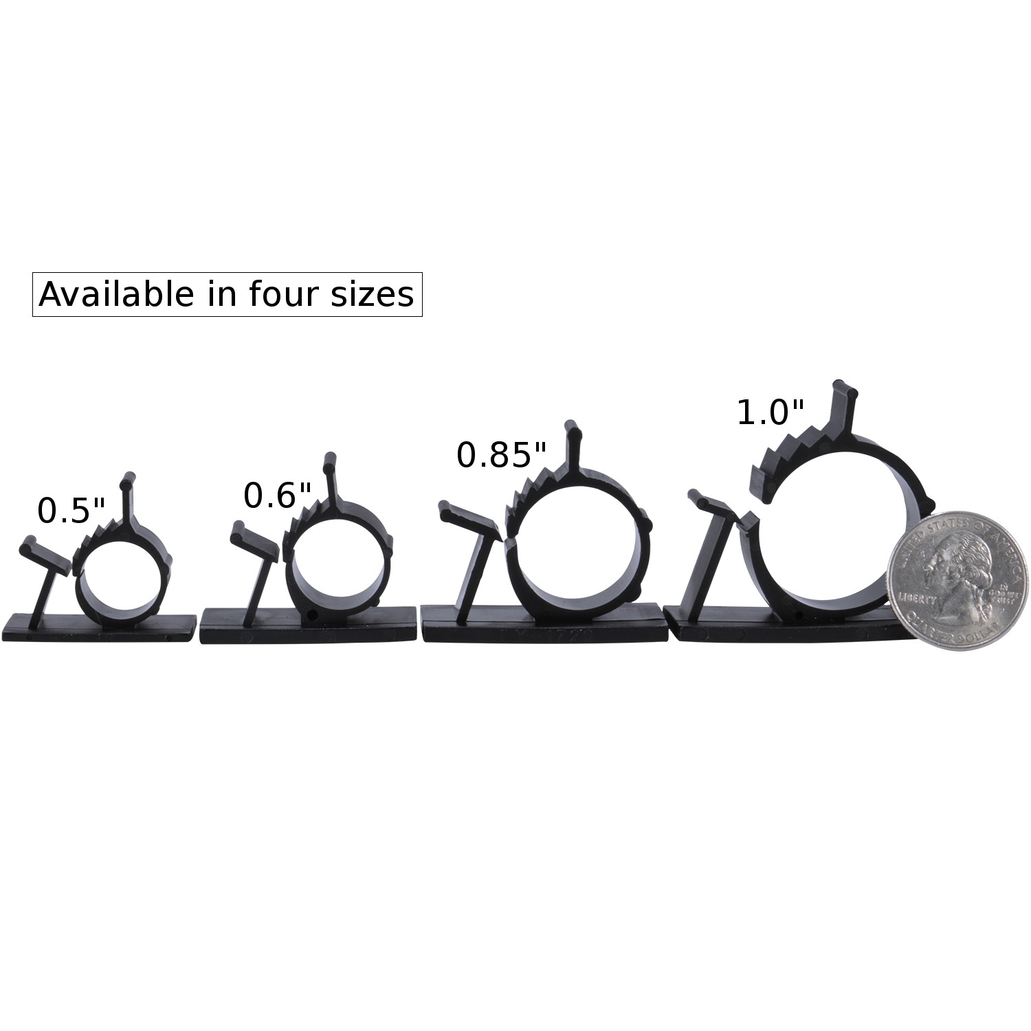 25x Cable Clips Adhesive Cord Management Organizer Wire Holders 0.6" Clamp Black