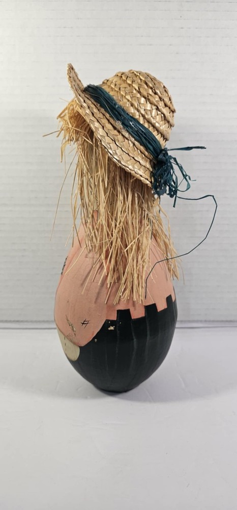 Hand Painted Fall Scarcrow Gourd.