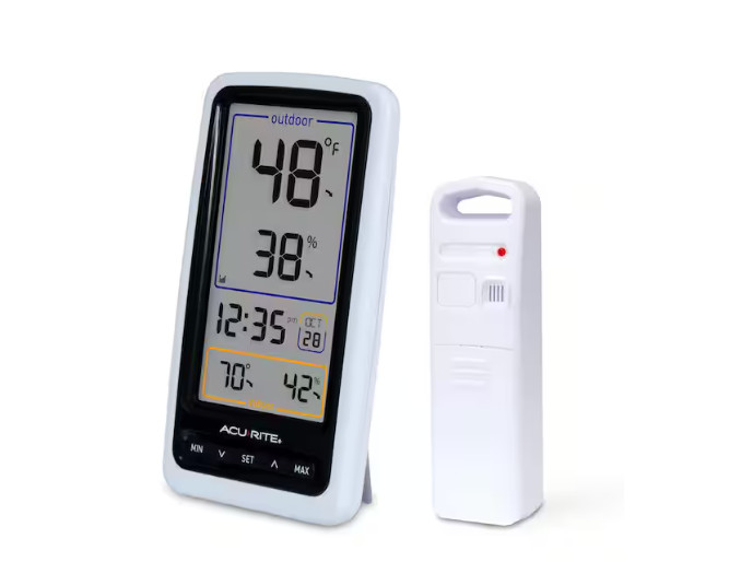 AcuRite Indoor/Outdoor Wireless Thermometer with Humidity and Clock 01128HD