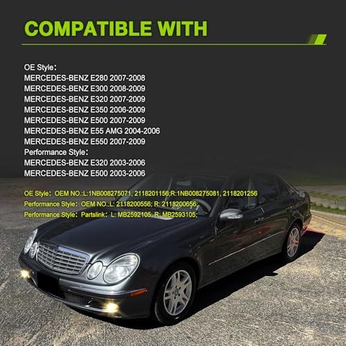 Fog Lights for Mercedes-Benz E280 E300 E320 E350 E500 E550 E55 AMG All Smoke
