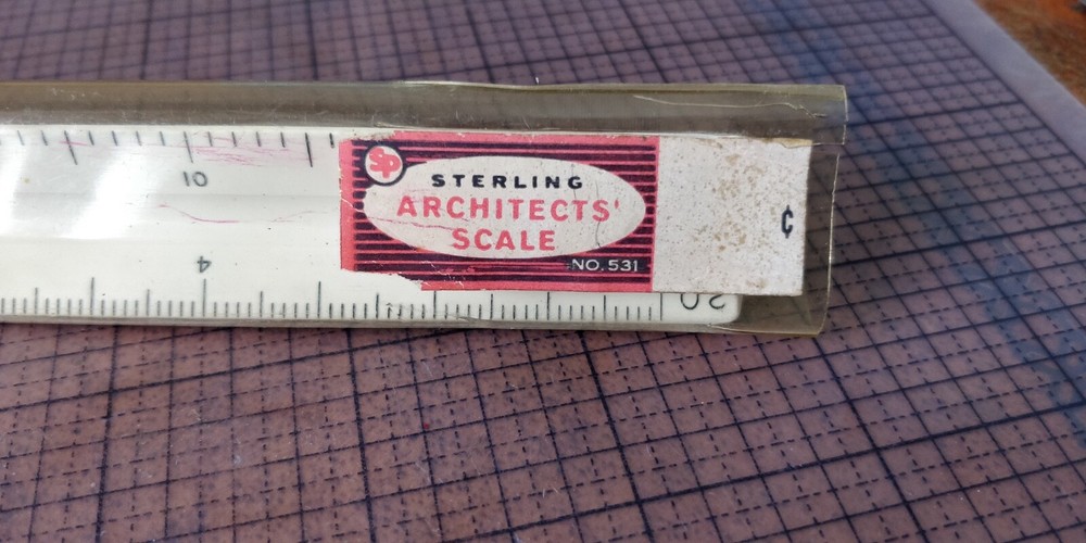 Vintage #531 Sterling Triangle Architects Drafting Ruler With Protective Sleeve