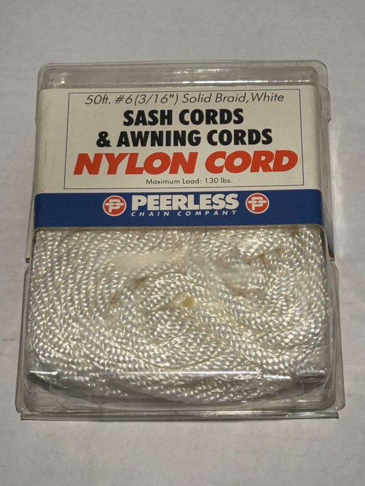 Peerless Chain Sash & Awning Cords 50ft #6 (3/16") Solid Braid, White