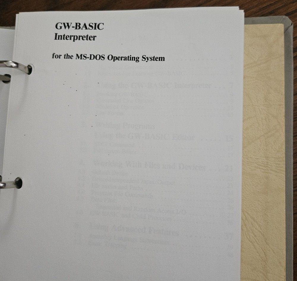 Hyundai Personal Computer Systems MS-DOS Version 3.2 Binder Book GW- Basic