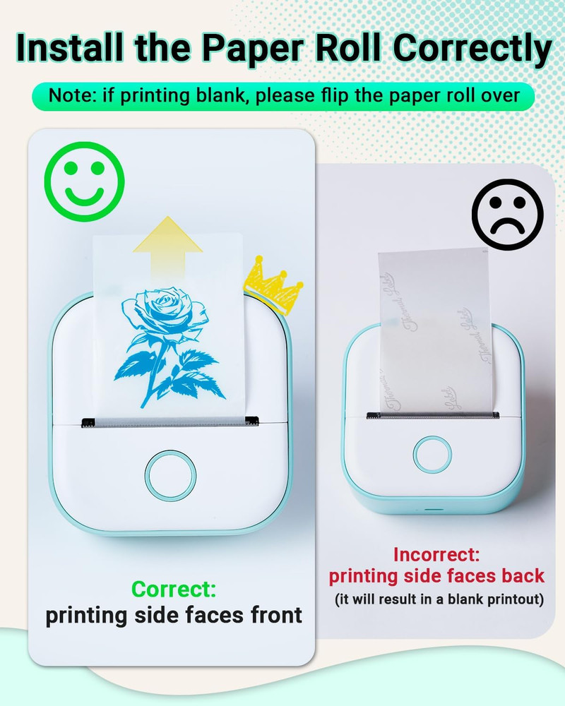 Sticker Printer - T02 Mini Portable Thermal Printer Inkless Sticker Maker Mac...